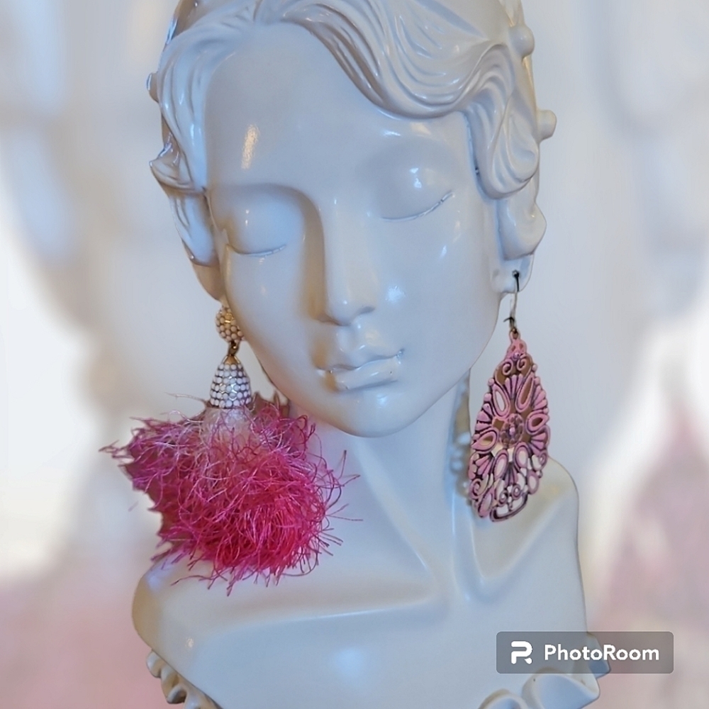 Mismatched Baublebar Fuzzy Tassel Filigree Rave Festival Dangle Earrings